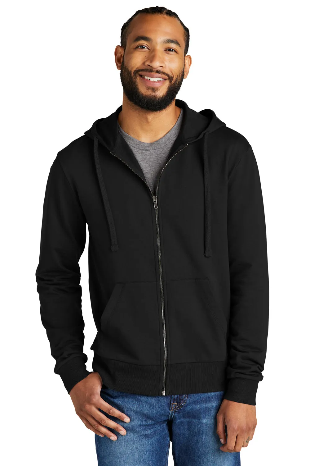 Allmade Herren Bio-French-Terry Full-Zip Kapuzenpullover mit Taschen - Tiefschwarz