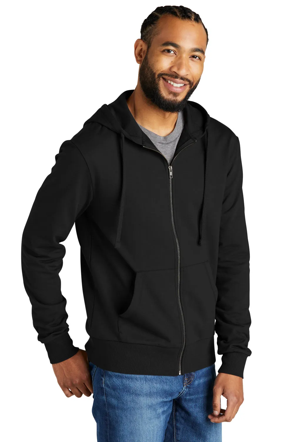 Allmade Herren Bio-French-Terry Full-Zip Kapuzenpullover mit Taschen - Tiefschwarz
