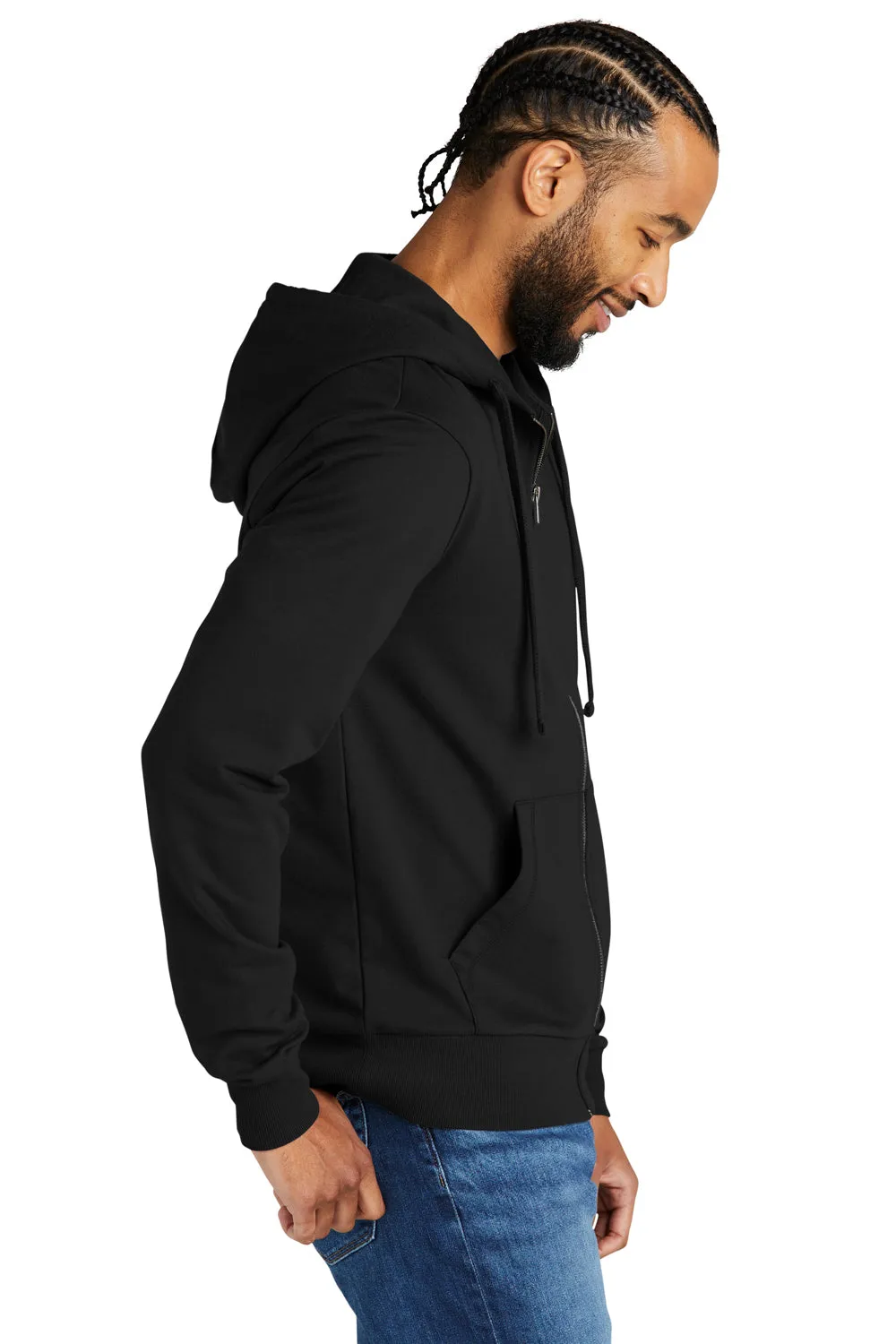 Allmade Herren Bio-French-Terry Full-Zip Kapuzenpullover mit Taschen - Tiefschwarz