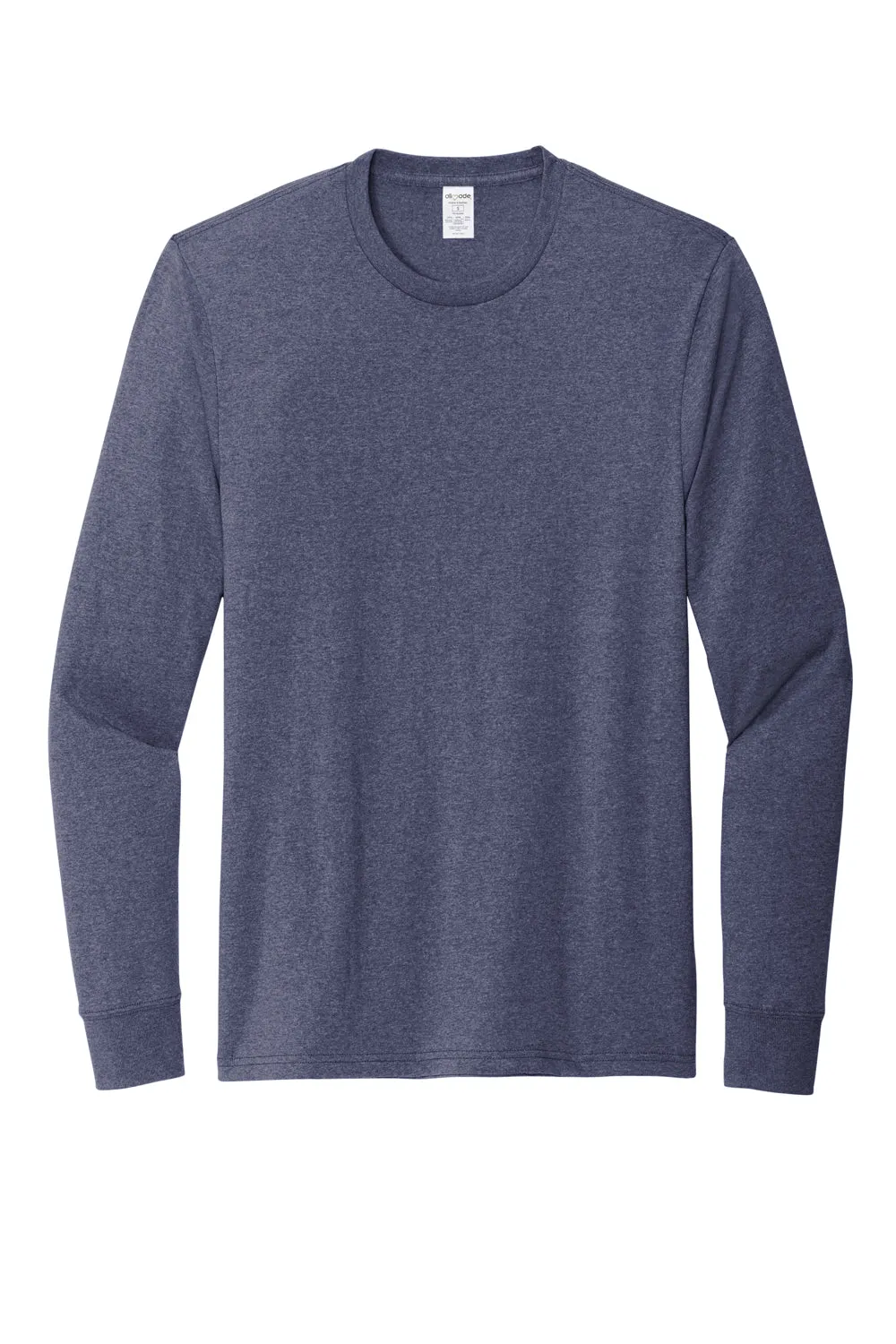 Allmade Herren-Recycling-Langarm-Crewneck-T-Shirt - Meliertes Marineblau