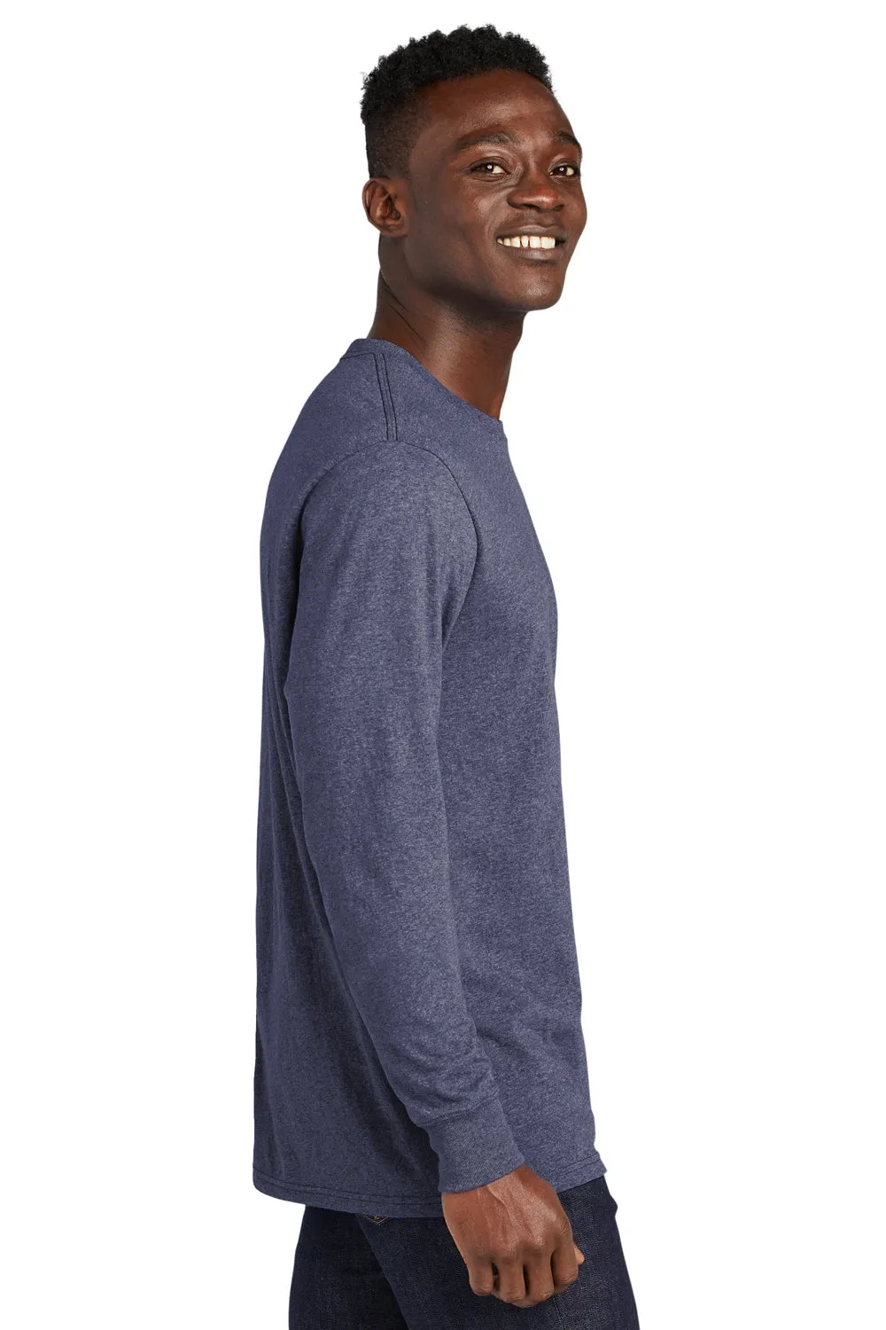 Allmade Herren-Recycling-Langarm-Crewneck-T-Shirt - Meliertes Marineblau