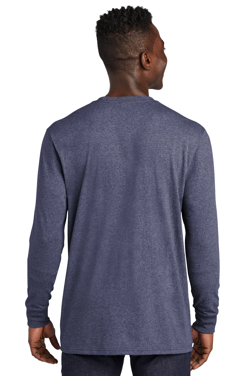 Allmade Herren-Recycling-Langarm-Crewneck-T-Shirt - Meliertes Marineblau