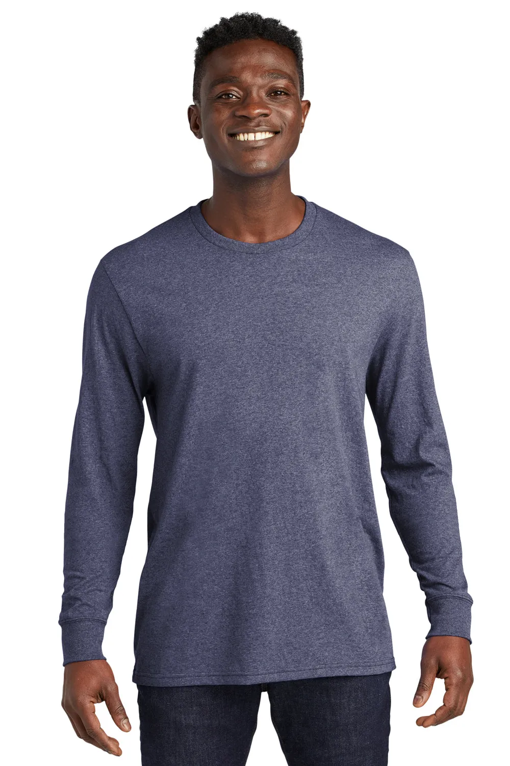 Allmade Herren-Recycling-Langarm-Crewneck-T-Shirt - Meliertes Marineblau