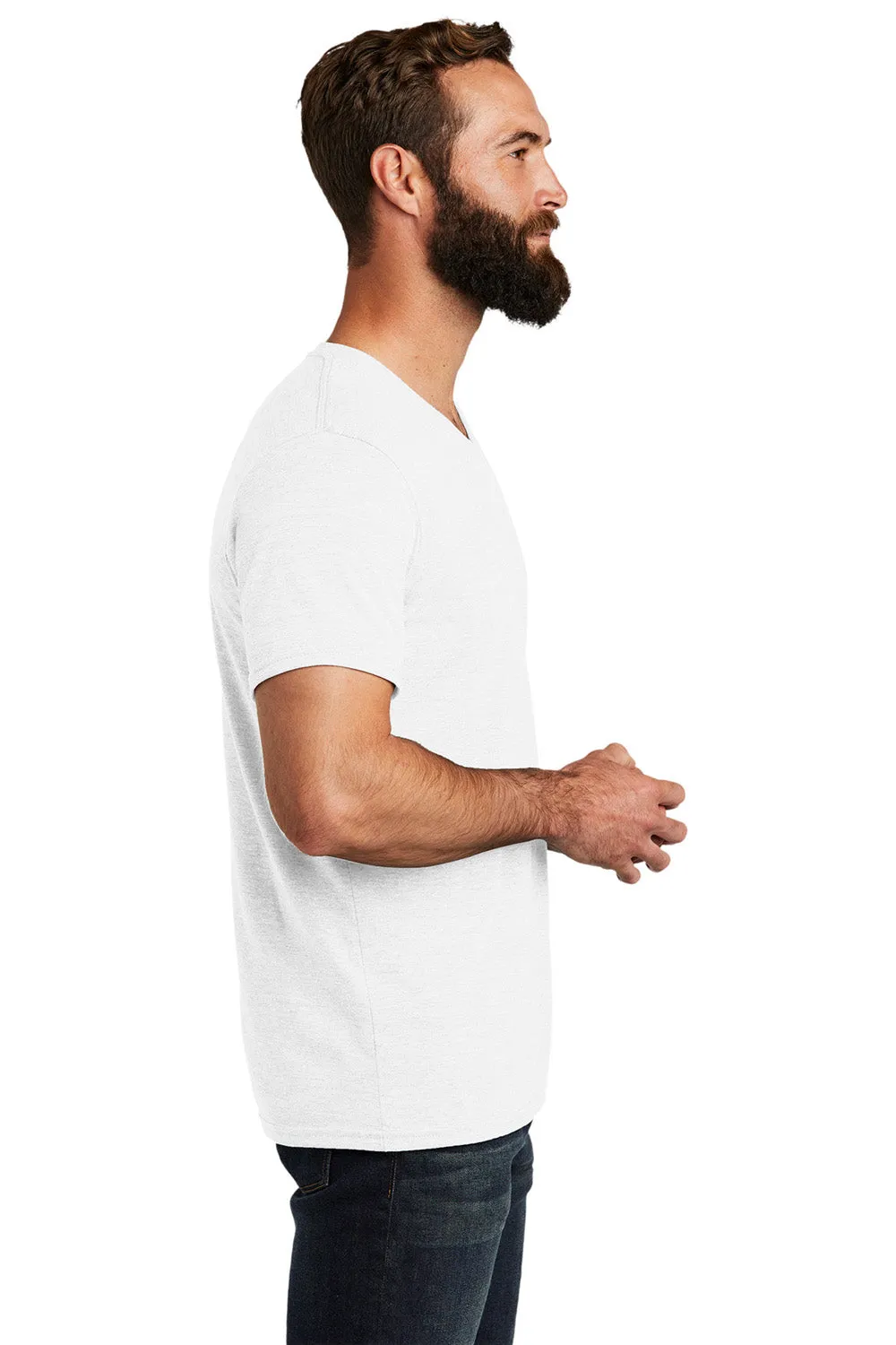 Allmade Herren V-Ausschlag Kurzarm T-Shirt - Ziemlich Weiß
