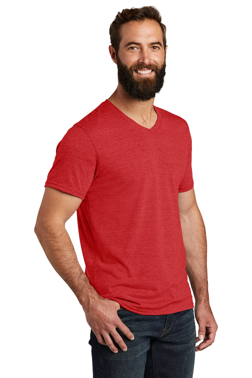 Allmade Herren V-Ausschlag Kurzarm T-Shirt - Aufsteigendes Rot