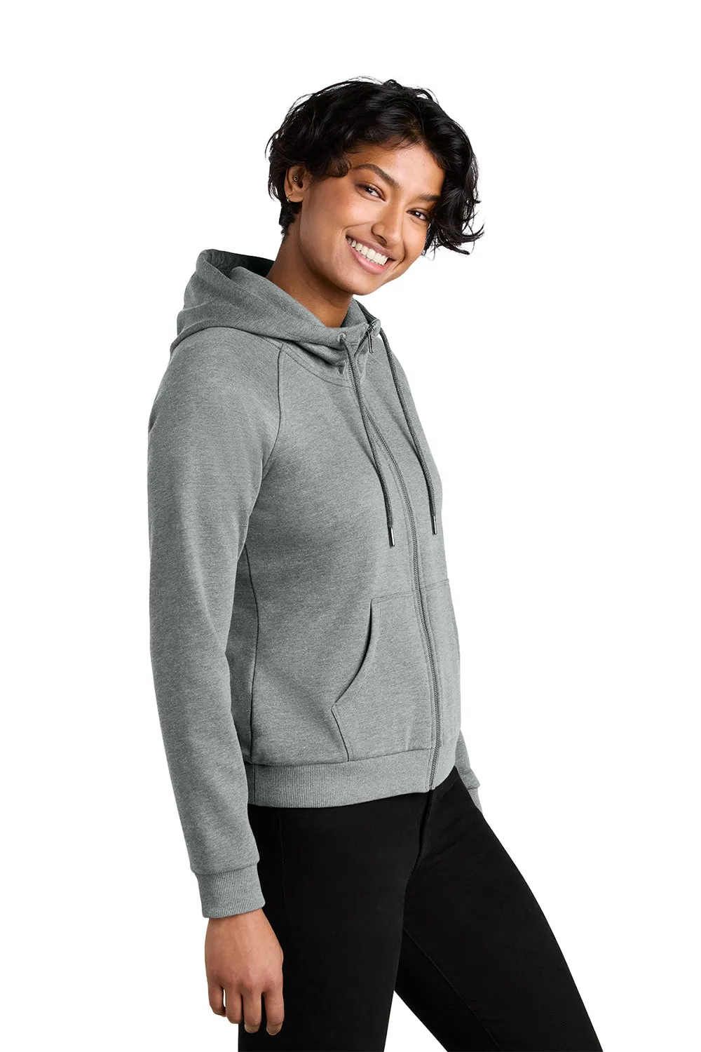 Allmade Damen CVC-Fleece Kapuzenpullover mit Reißverschluss und Taschen - Heather Aluminiumgrau