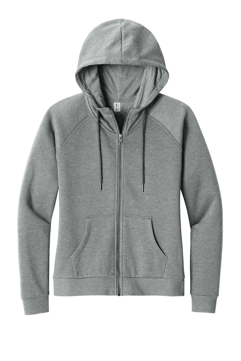 Allmade Damen CVC-Fleece Kapuzenpullover mit Reißverschluss und Taschen - Heather Aluminiumgrau