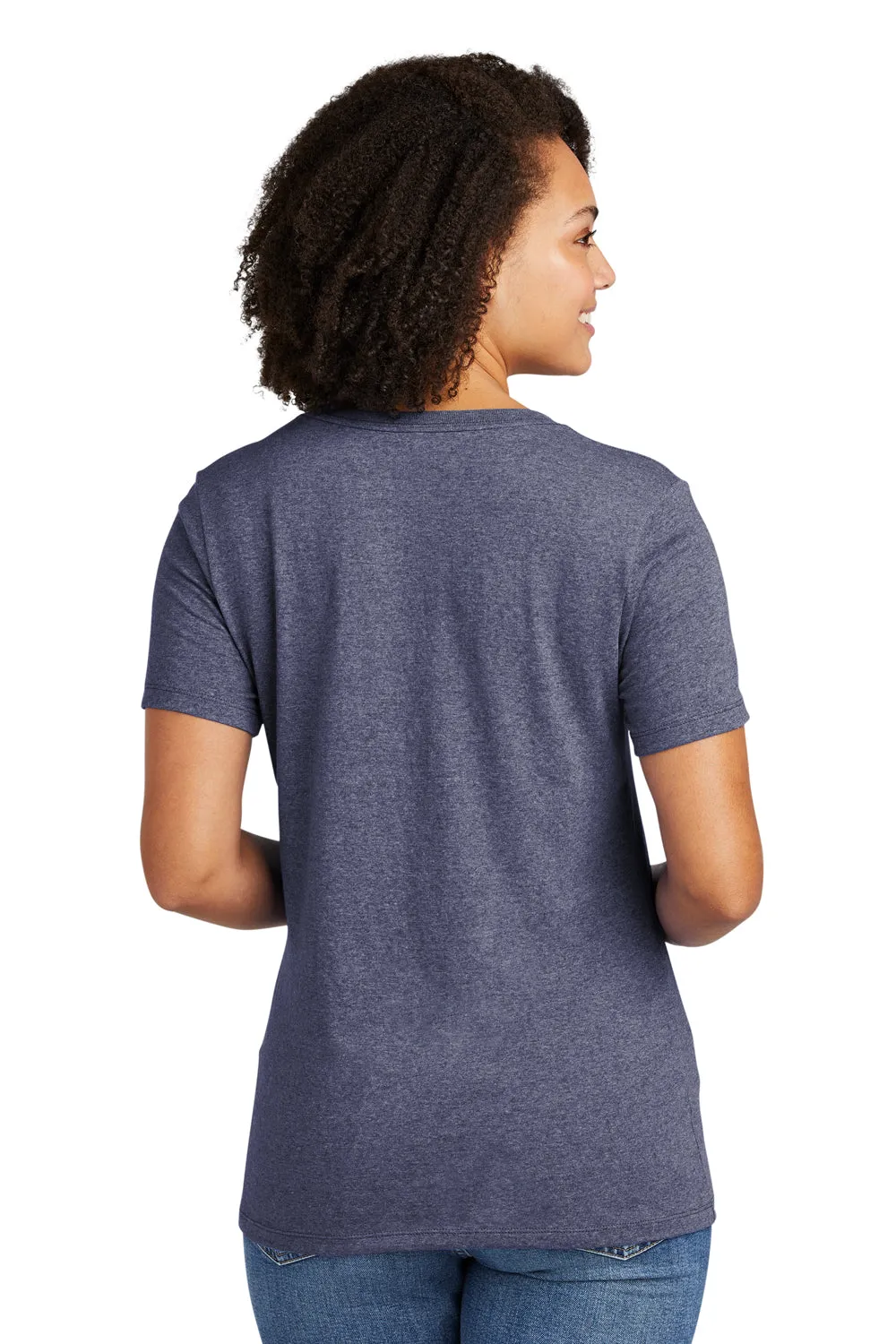 Allmade Damen V-Ausschnitt T-Shirt mit kurzen Ärmeln aus recyceltem Material - Meliertes Marineblau