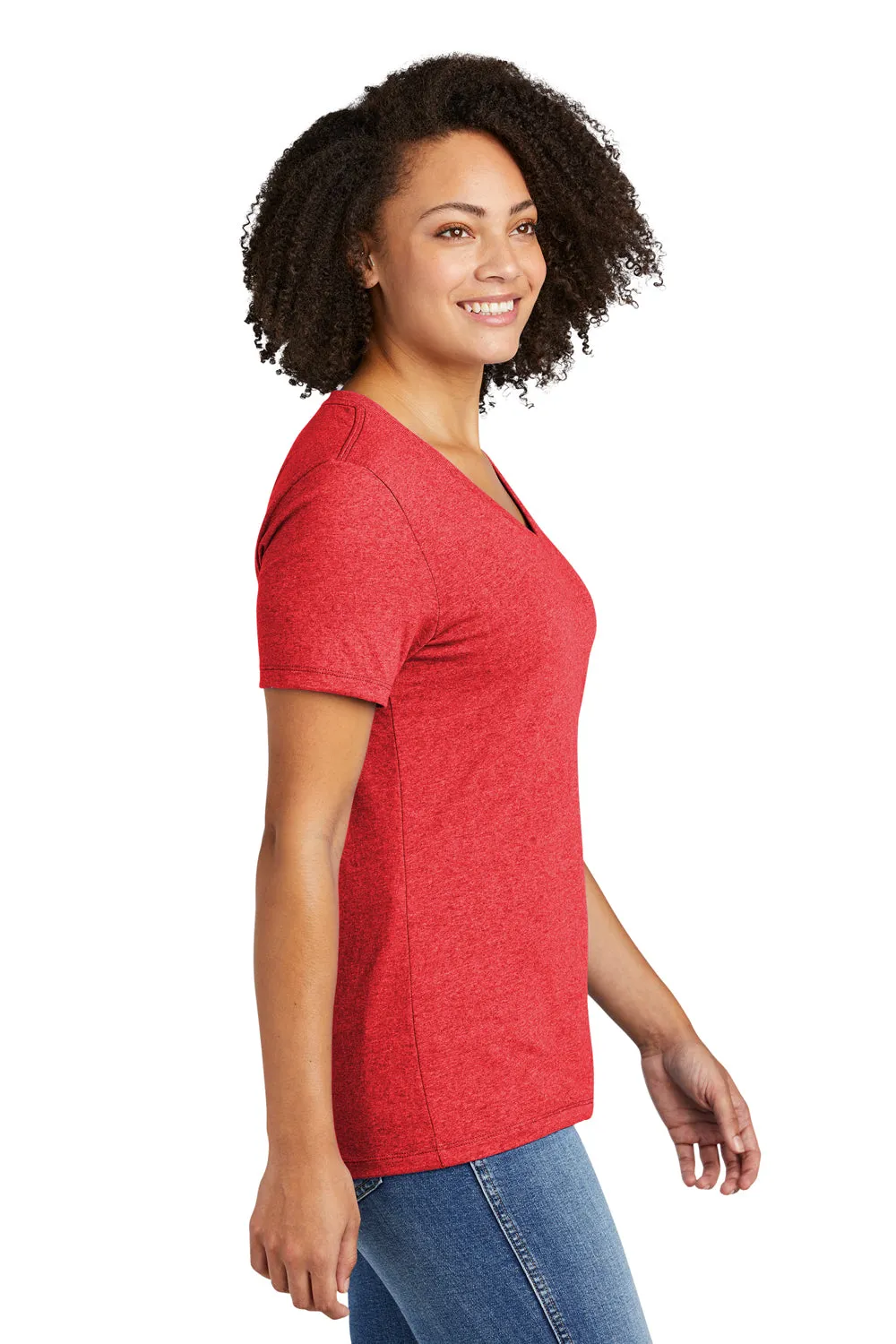 Allmade Damen V-Ausschnitt T-Shirt mit kurzen Ärmeln aus recyceltem Material - Heather Rot