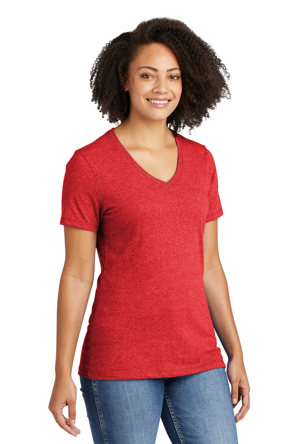 Allmade Damen V-Ausschnitt T-Shirt mit kurzen Ärmeln aus recyceltem Material - Heather Rot