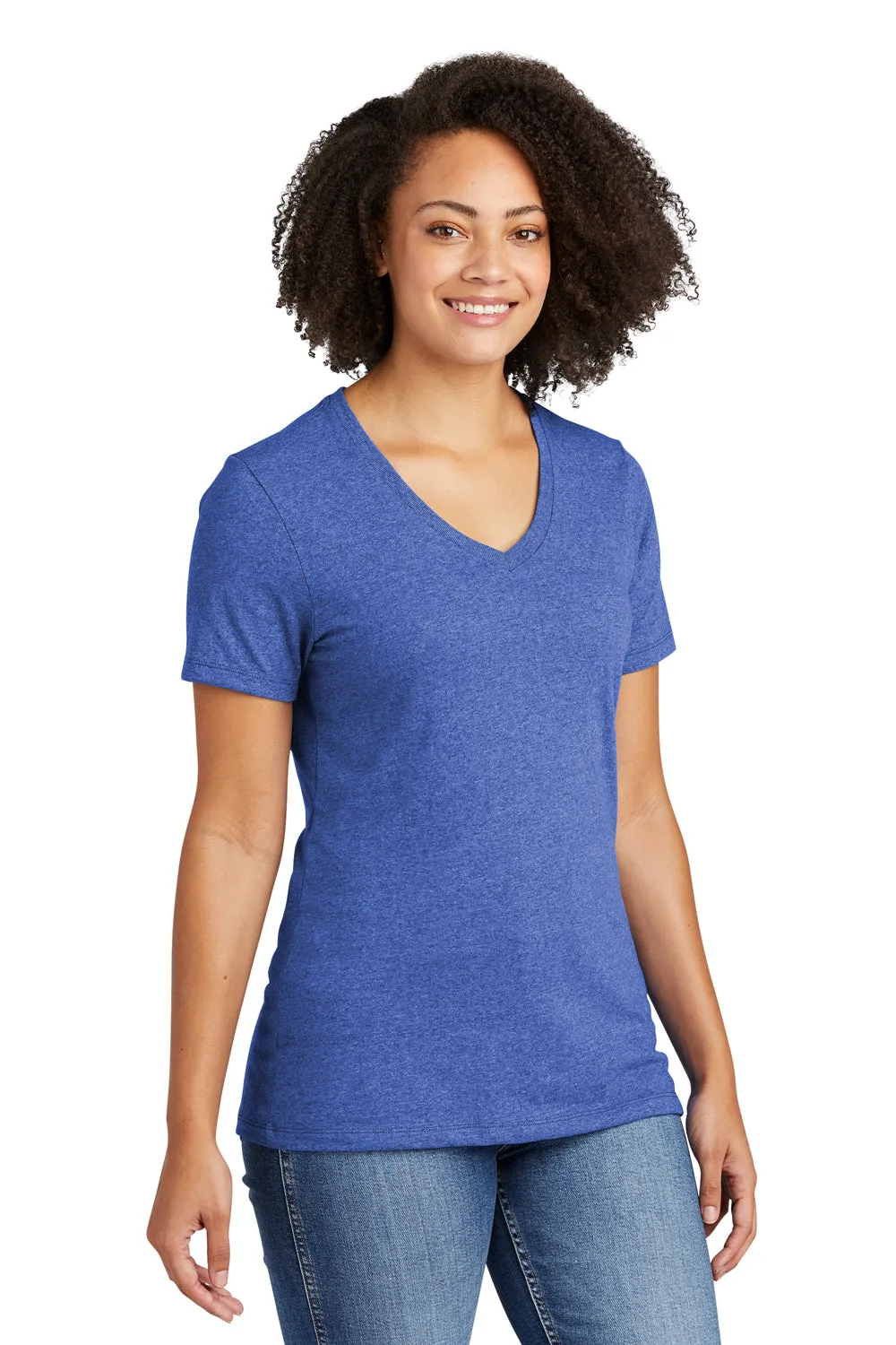 Allmade Damen Recycled Kurzarm V-Ausschnitt T-Shirt - Meliertes Königsblau