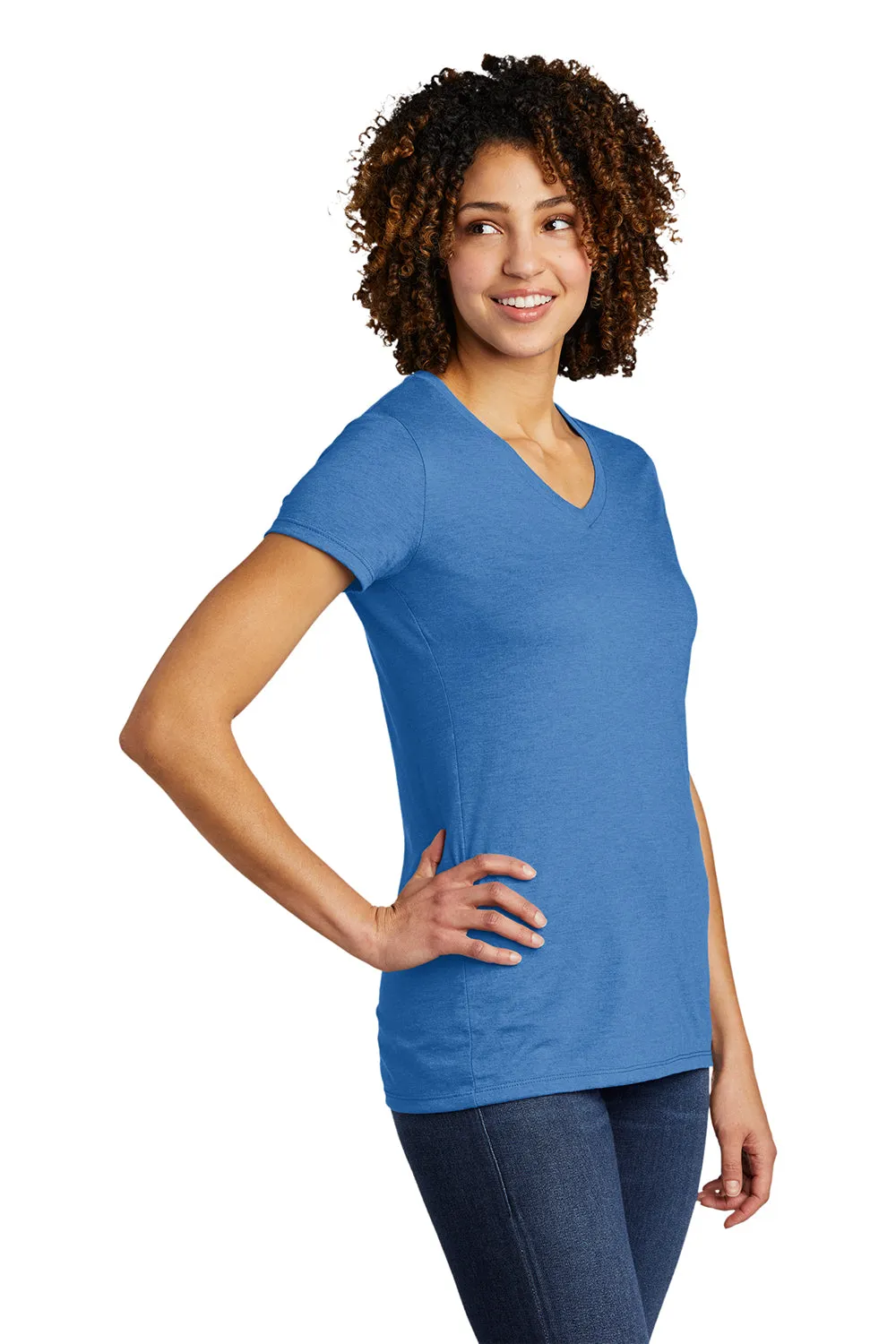 Allmade Damen V-Ausschlag Kurzarm T-Shirt - Azurblau
