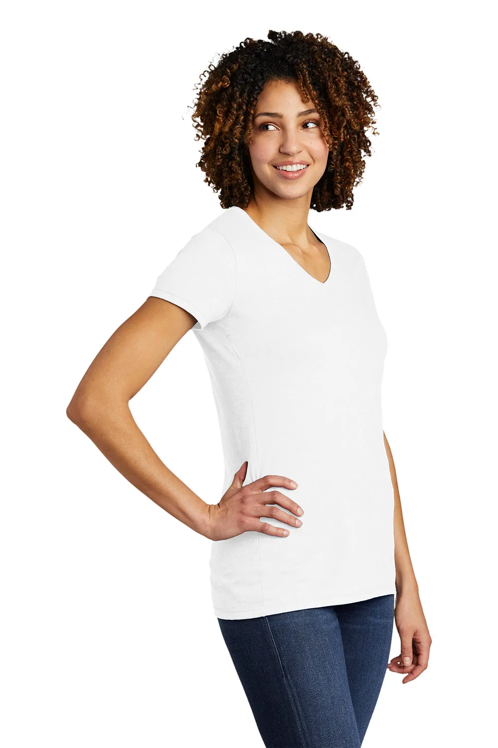 Allmade Damen V-Ausschlag Kurzarm T-Shirt - Strahlendes Weiß
