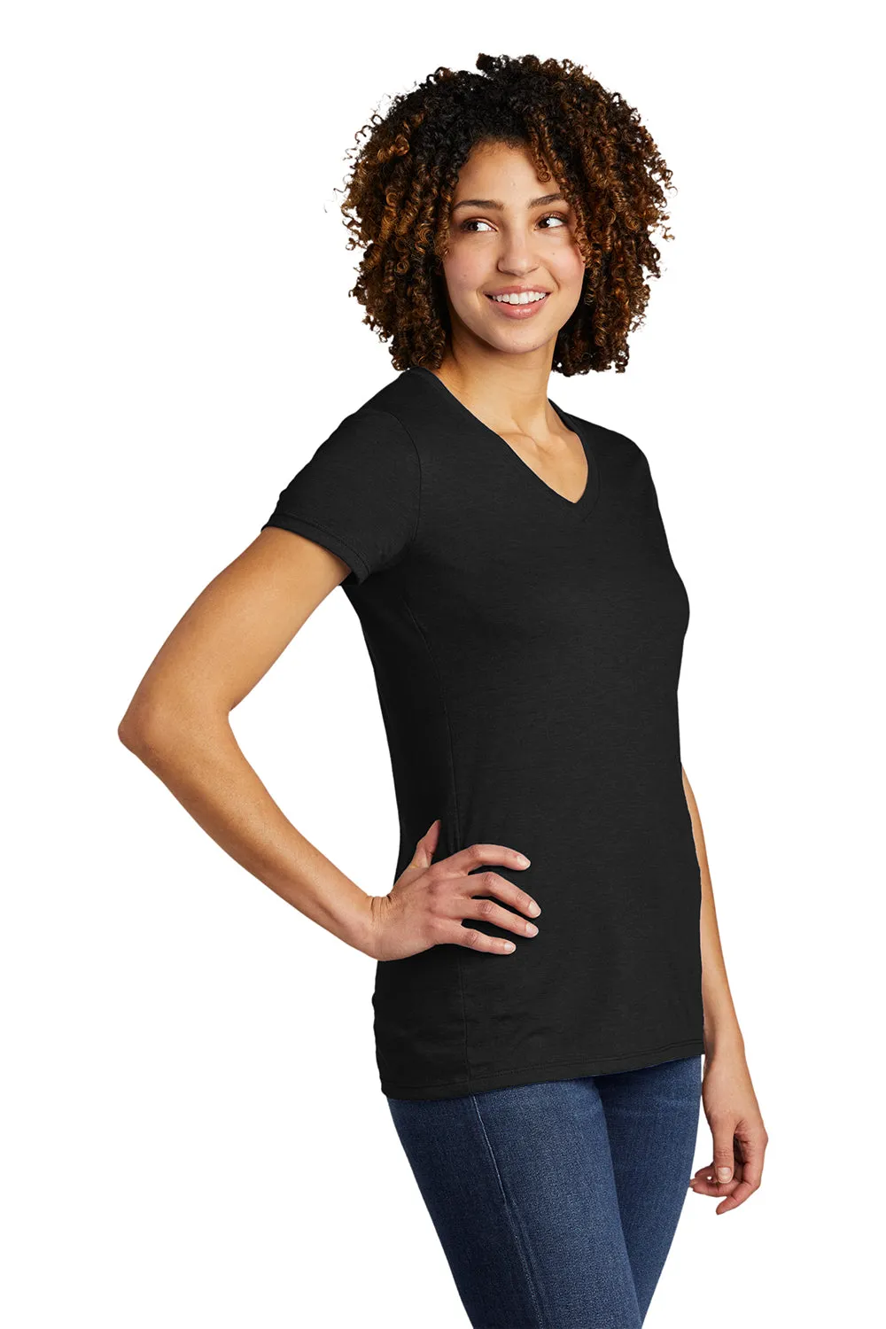 Allmade Damen V-Ausschlag Kurzarm T-Shirt - Tiefschwarz