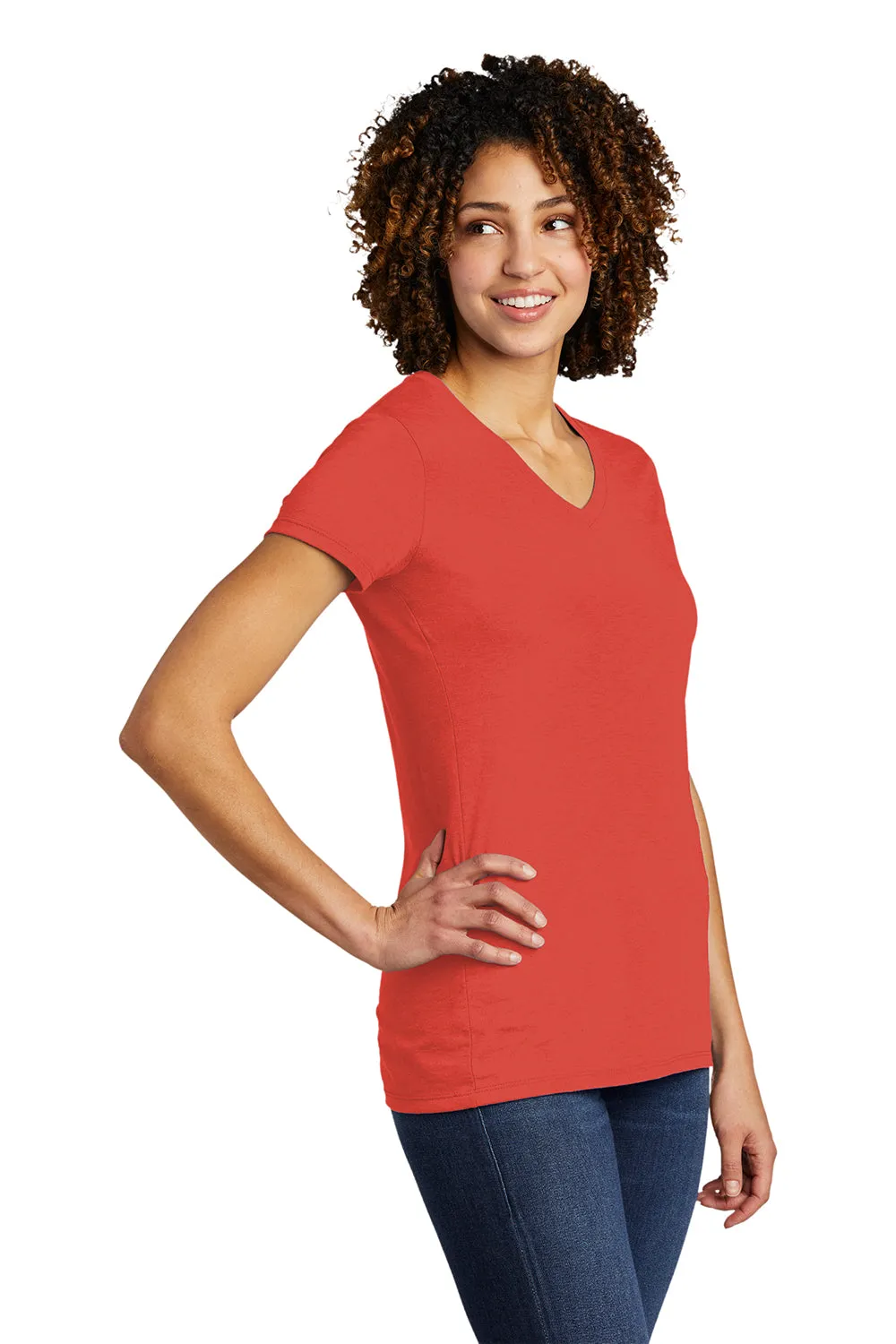 Allmade Damen V-Ausschlag Kurzarm T-Shirt - Wüstensonnenrot