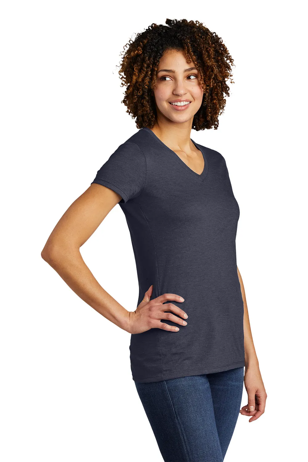 Allmade Damen V-Ausschnitt Kurzarm T-Shirt - Rebell Blau