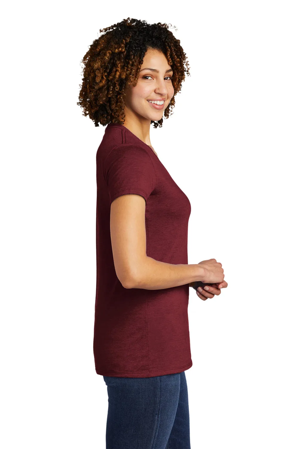 Allmade Damen V-Ausschnitt Kurzarm T-Shirt - Weinrot