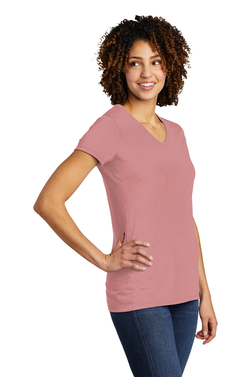 Allmade Damen Kurzarm V-Ausschnitt T-Shirt - Vintage Rosarot