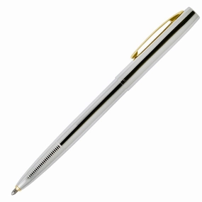 compact Fisher Cap-O-Matic Chrome With Gold Clip Space Pen