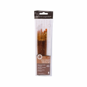 antislip Gold Taklon Paintbrushes  Set Of 6