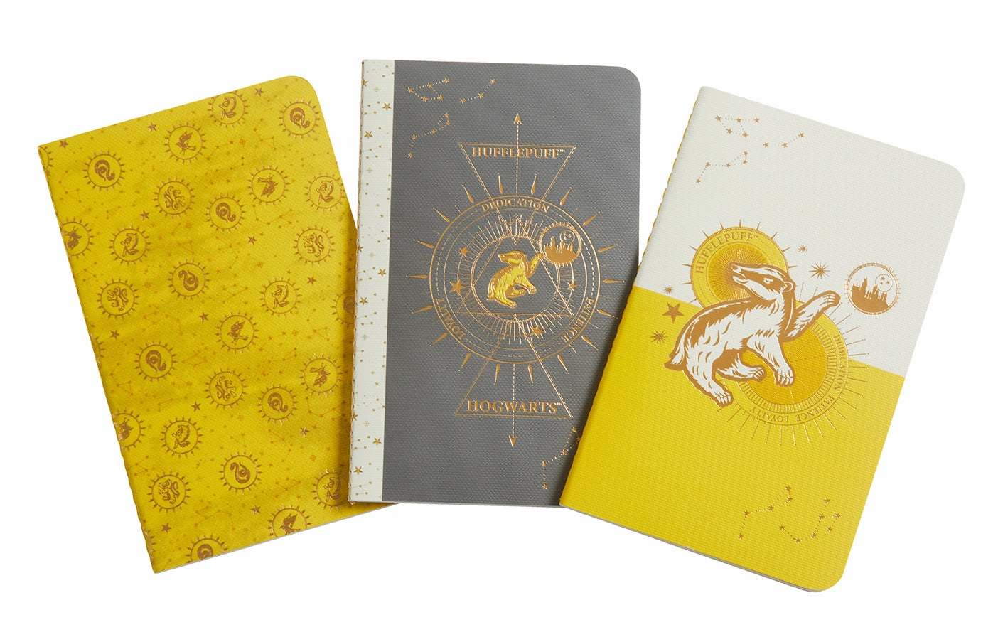 Harry Potter: Hufflepuff Constellation Sewn Pocket Notebook Collection (Set Of 3) flexible flat
