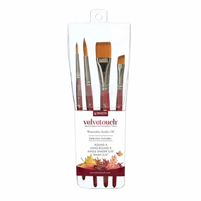 4-Piece Velvetouch Synthetic Brush Set steel vivid