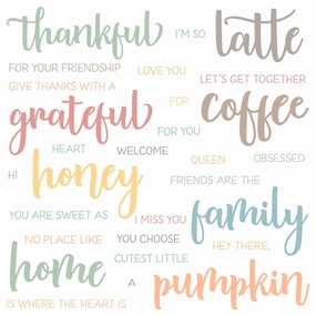 Bitty Buzzwords: Fall - 6X6 Stamp Set earthy minimalist