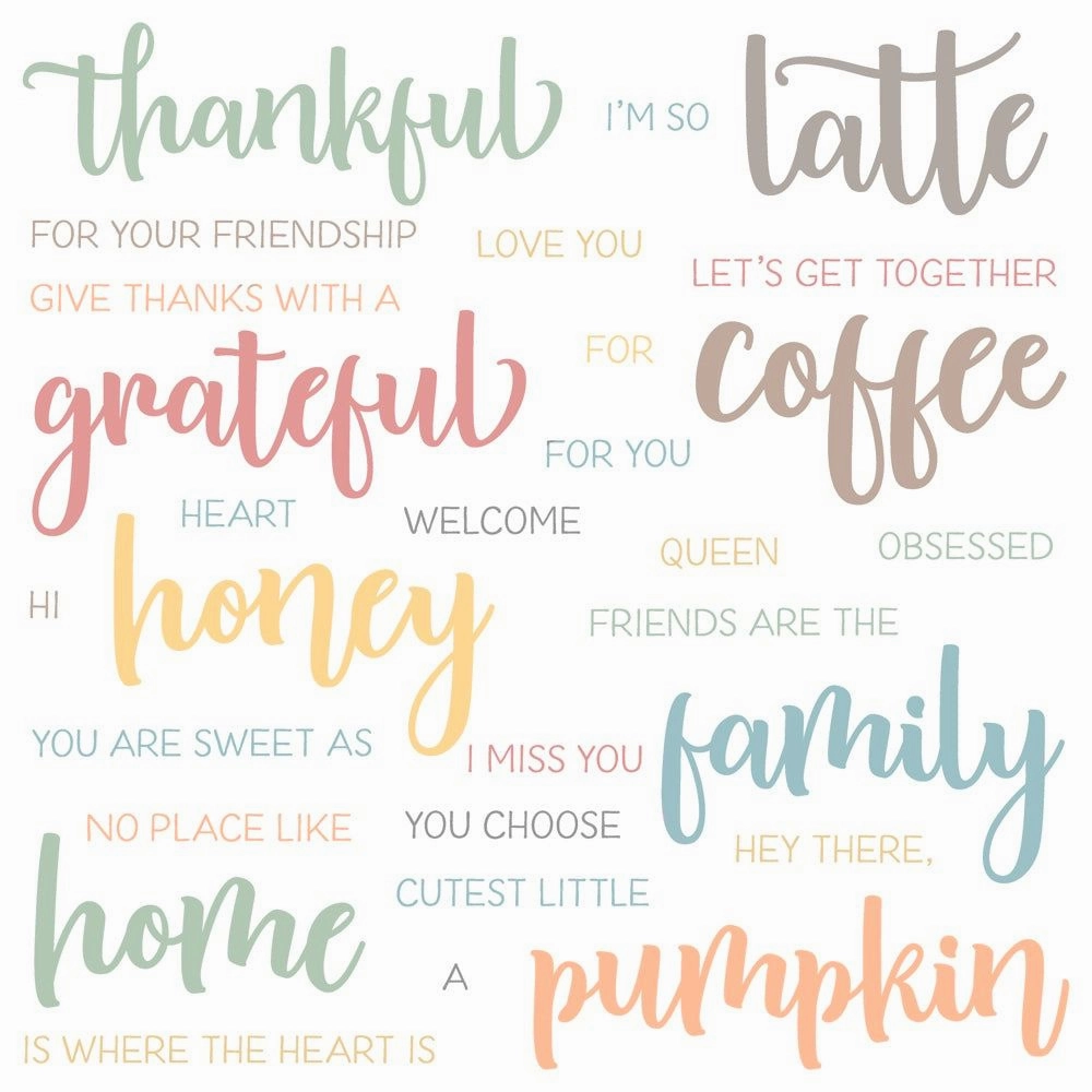 Bitty Buzzwords: Fall - 6X6 Stamp Set earthy minimalist