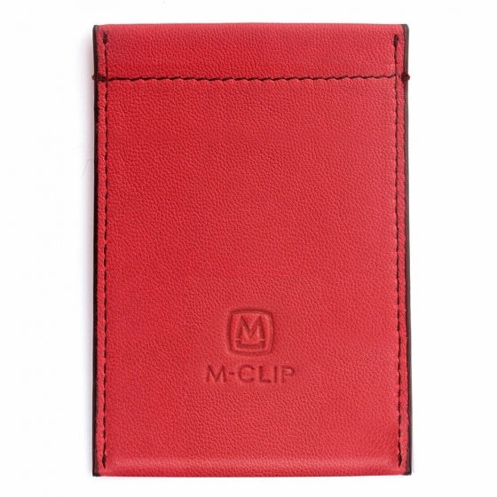 M-Clip Red Leather Rfid Case round