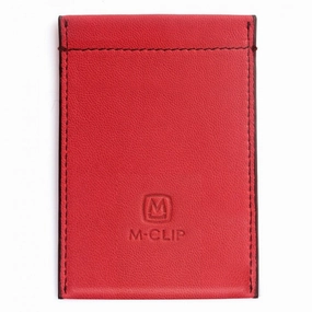 M-Clip Red Leather Rfid Case round