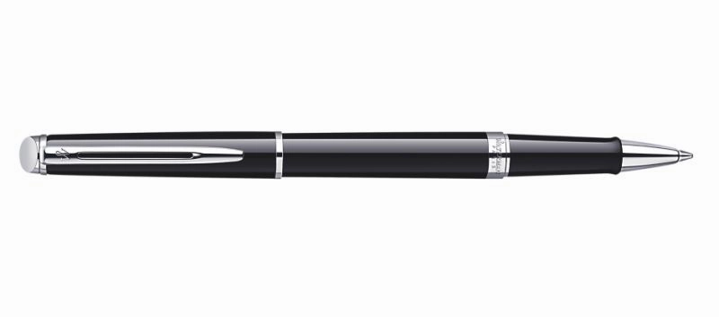 Waterman Hemisphere Black Lacquer & Chrome Rollerball Pen paper neutral