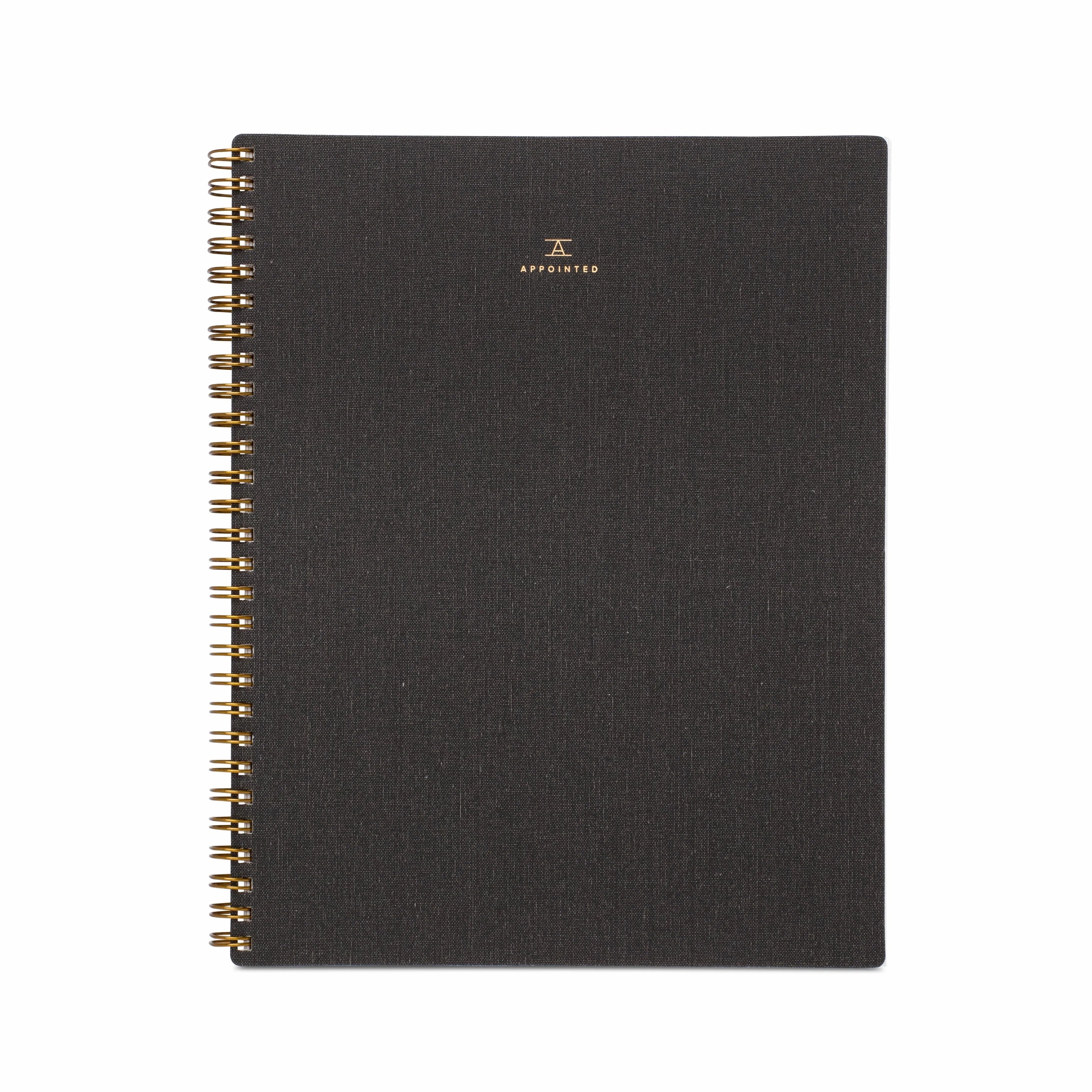 original wooden Appointed Notebook In Charcoal Gray (L), Lined/Grid/Blank