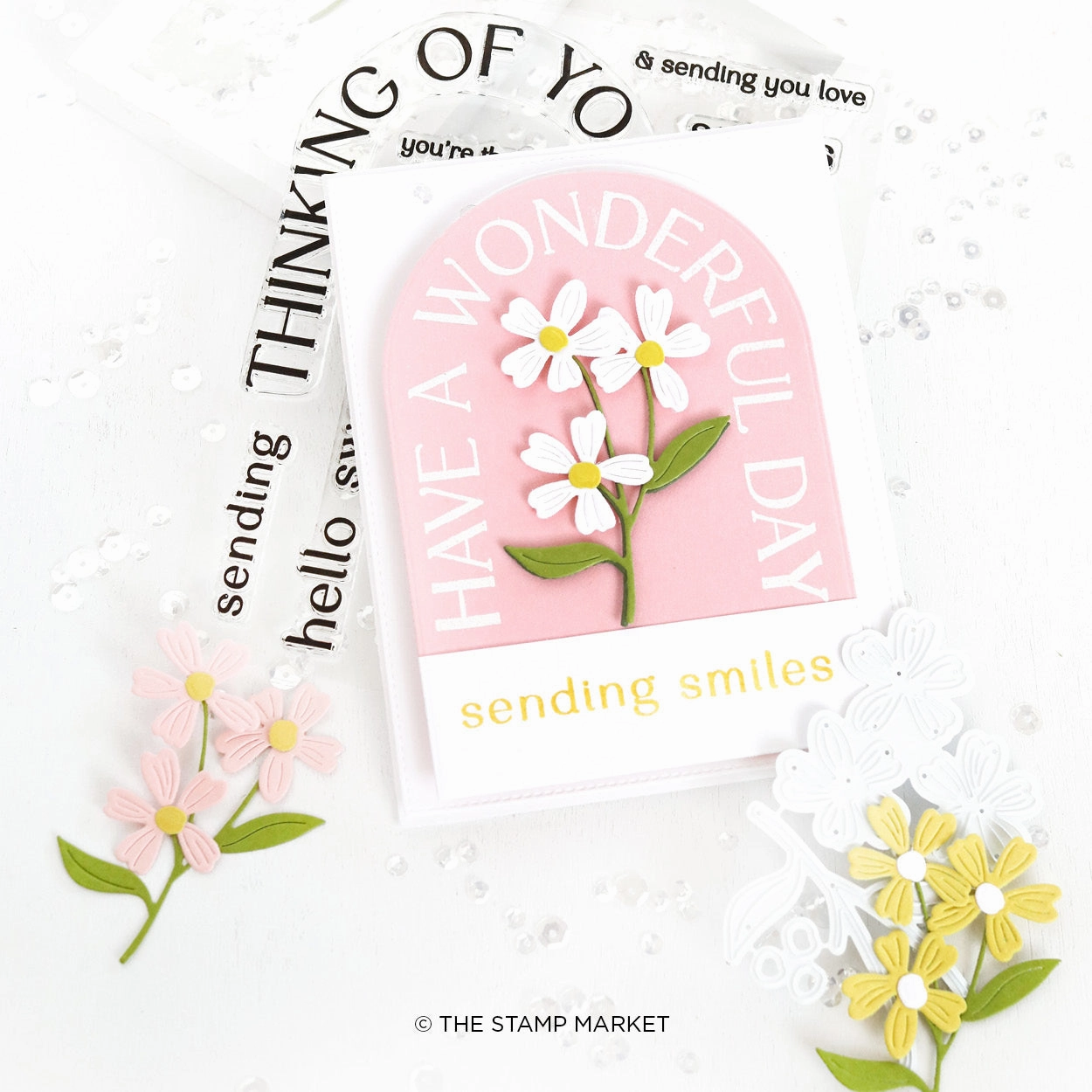 Arched Hellos Stamp cotton