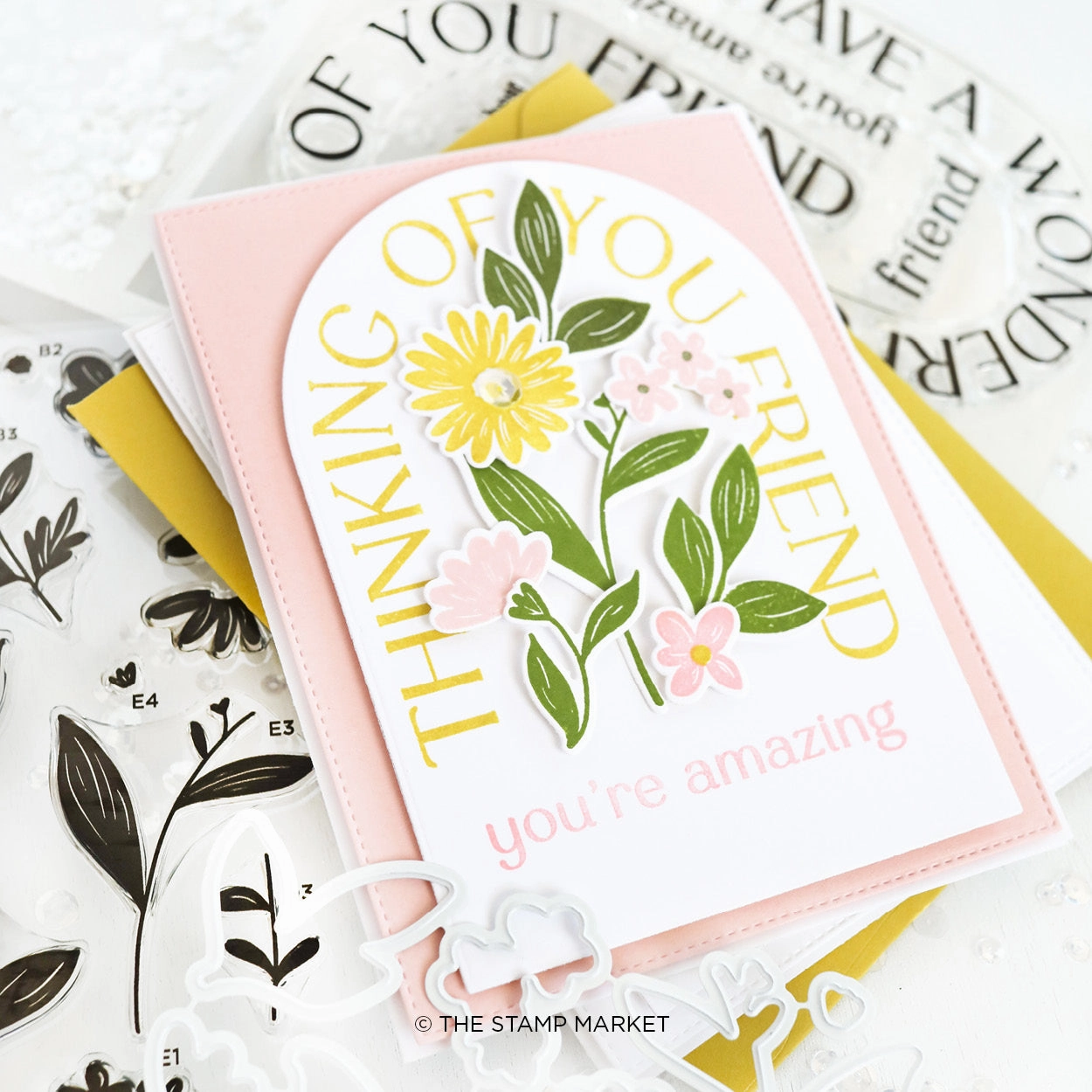 Arched Hellos Stamp loose single
