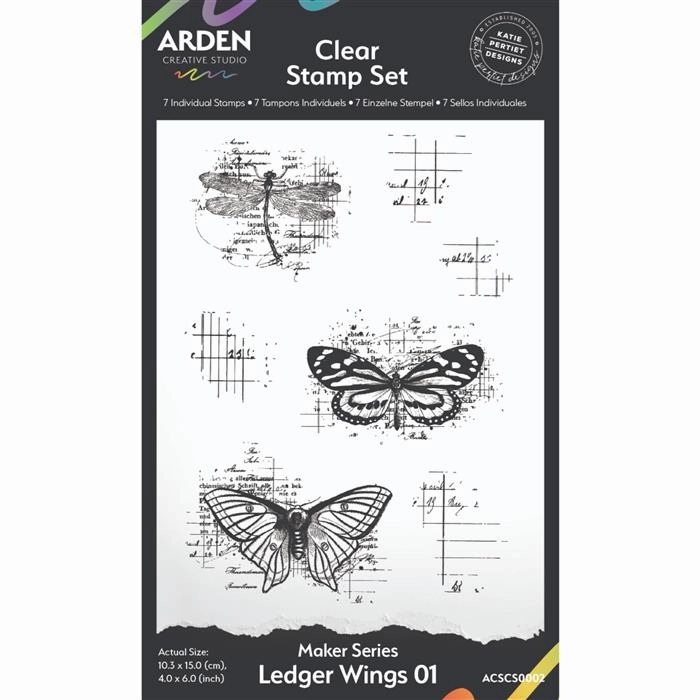 Arden Creative Studio Maker Series Ledger Wings 01 4 In X 6 In Clear Stamp Set bamboo locking