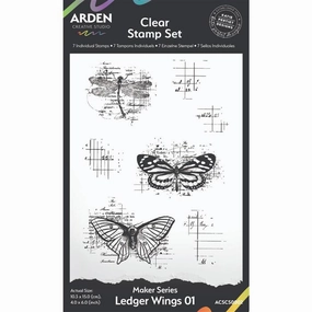 Arden Creative Studio Maker Series Ledger Wings 01 4 In X 6 In Clear Stamp Set bamboo locking