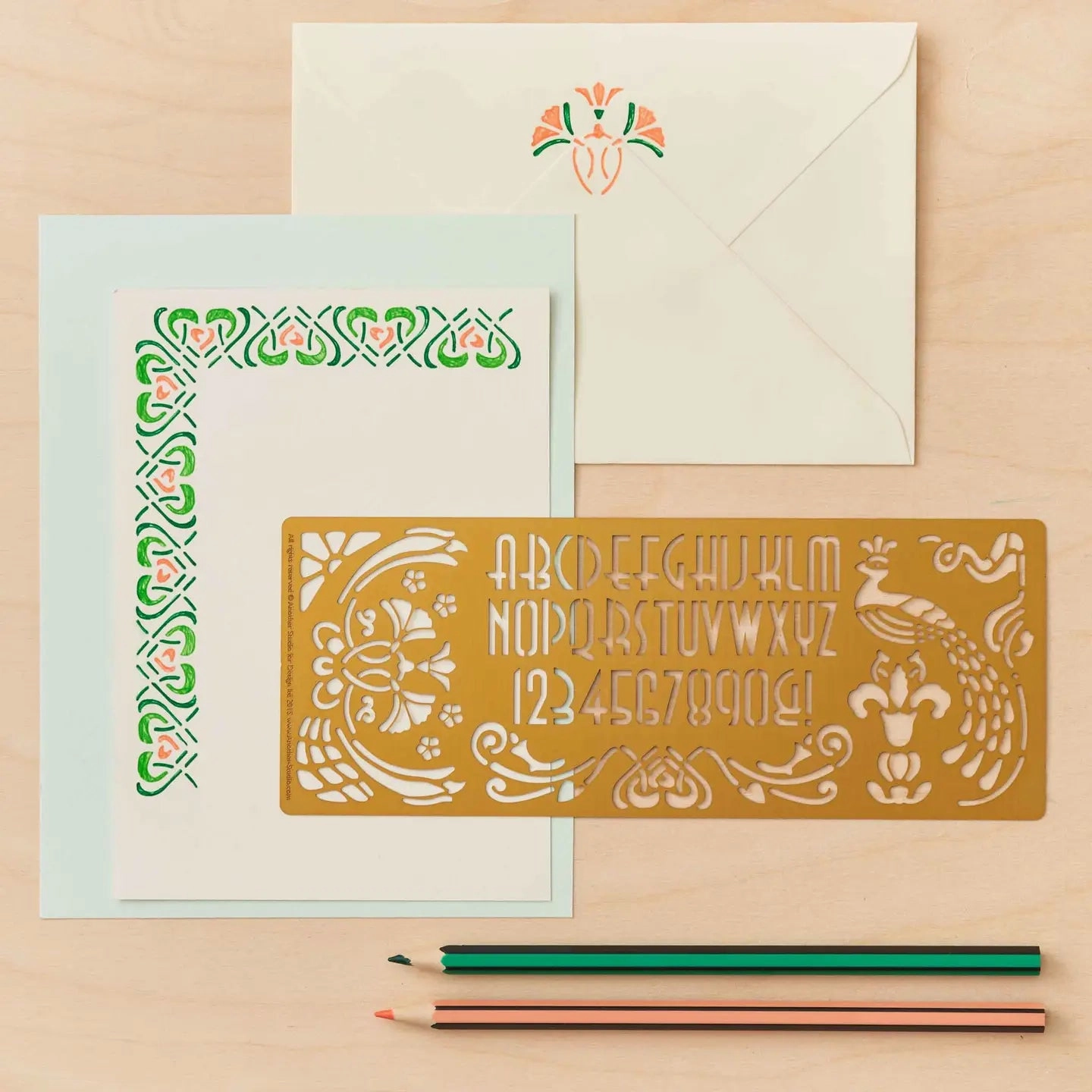 Art Nouveau Themed Design & Craft Drawing Stencil quickdry neutral
