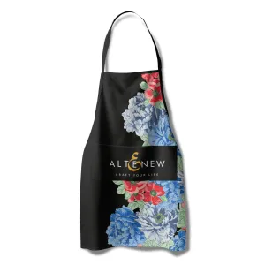 Artsy Apron: Red & Blue Billowing Peonies - Black strong seasonal