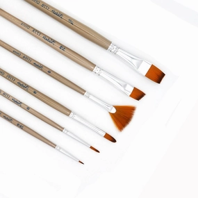 modern Assorted Golden Synthetic Brushes, Set Of 6