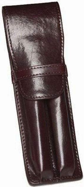 Aston Leather 2 Pen Holder Brown square cotton