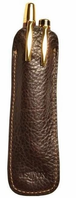 Aston Leather 2 Pen Slip Brown slim pack