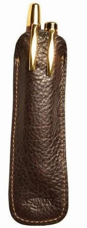 Aston Leather 2 Pen Slip Brown slim pack