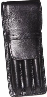 muted tiny Aston Leather 3 Pen Holder Black