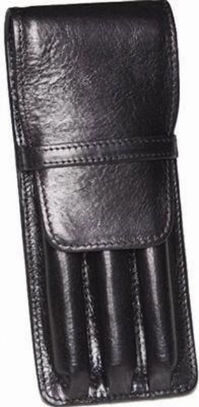 muted tiny Aston Leather 3 Pen Holder Black