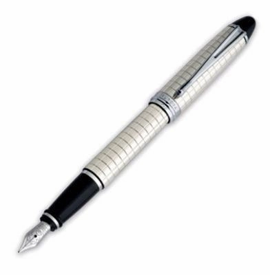 Aurora Ipsilon Quadra Sterling Silver Fountain Pen flat