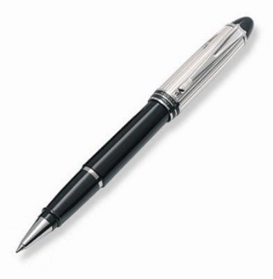 flat Aurora Ipsilon Sterling Silver Black Rollerball Pen