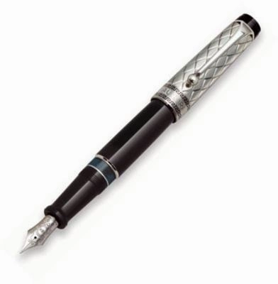 bold adjustable Aurora Optima Riflessi Sterling Cap/Black Fountain Pen