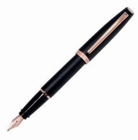 single ergonomic Aurora Style Rose Gold Black Matte Fountain Pen