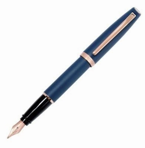 wide Aurora Style Rose Gold Blue Matte Fountain Pen