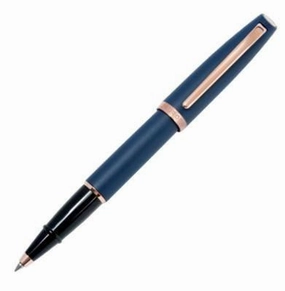 giant slim Aurora Style Rose Gold Blue Matte Rollerball Pen